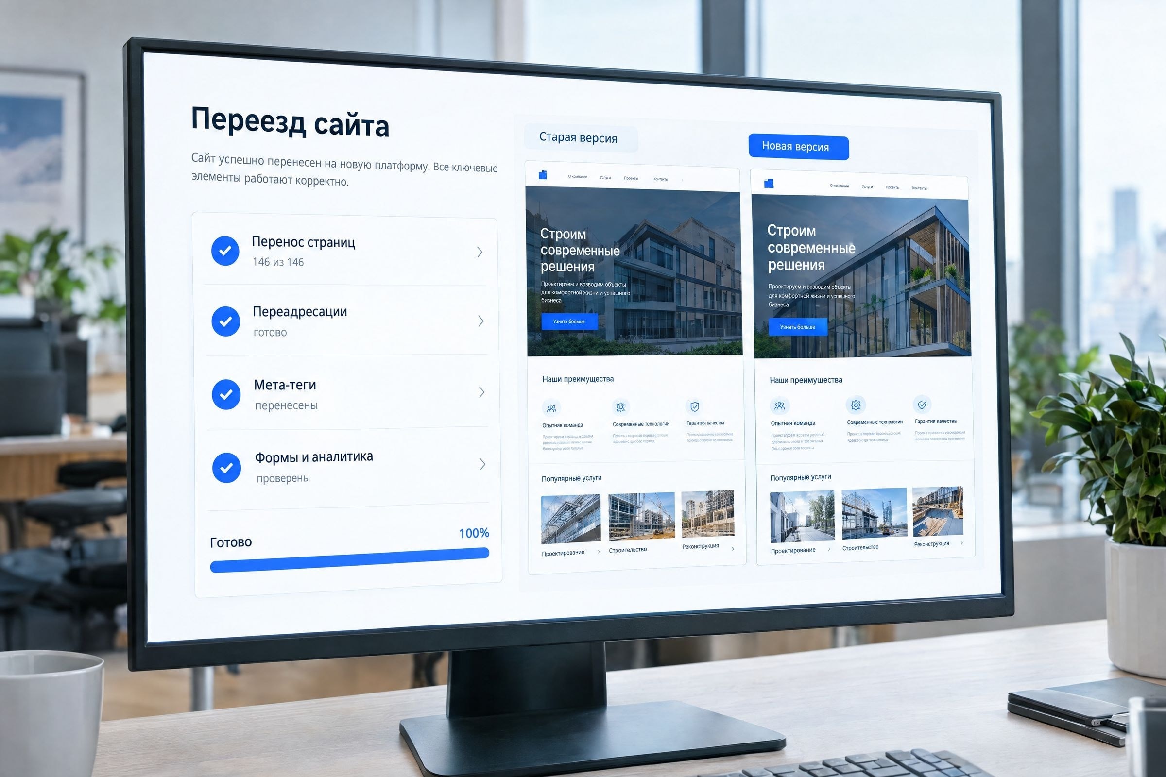 Перенос сайта на новую платформу: чек-лист и сравнение старой и новой версии
